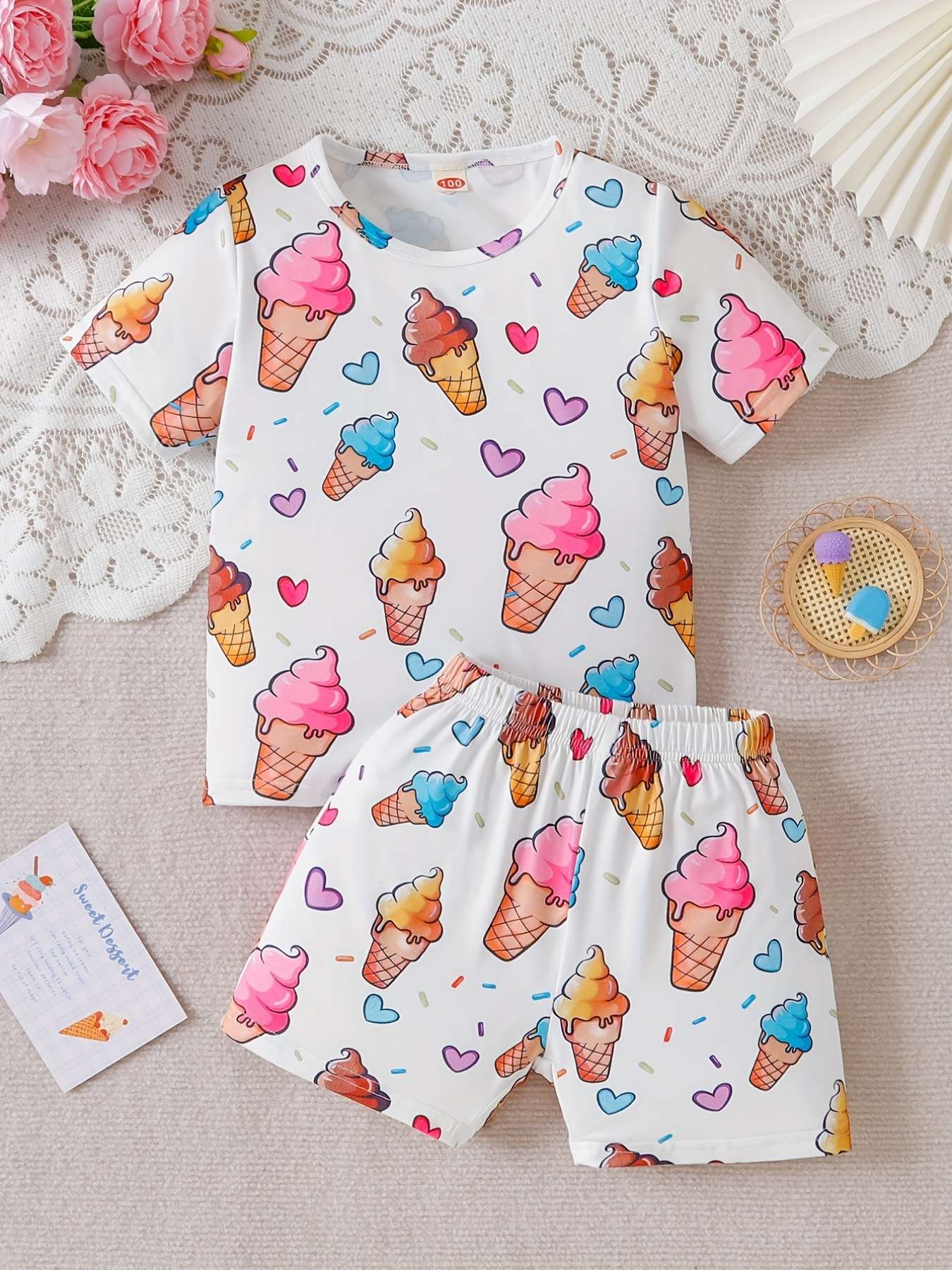 Summer Sets Children's Clothing Girl Kids Toddler Clothes Cute 3D Tie-Dye Print T-Shirt Top Shorts 2PCS Baby Kids Tracksuit Sets