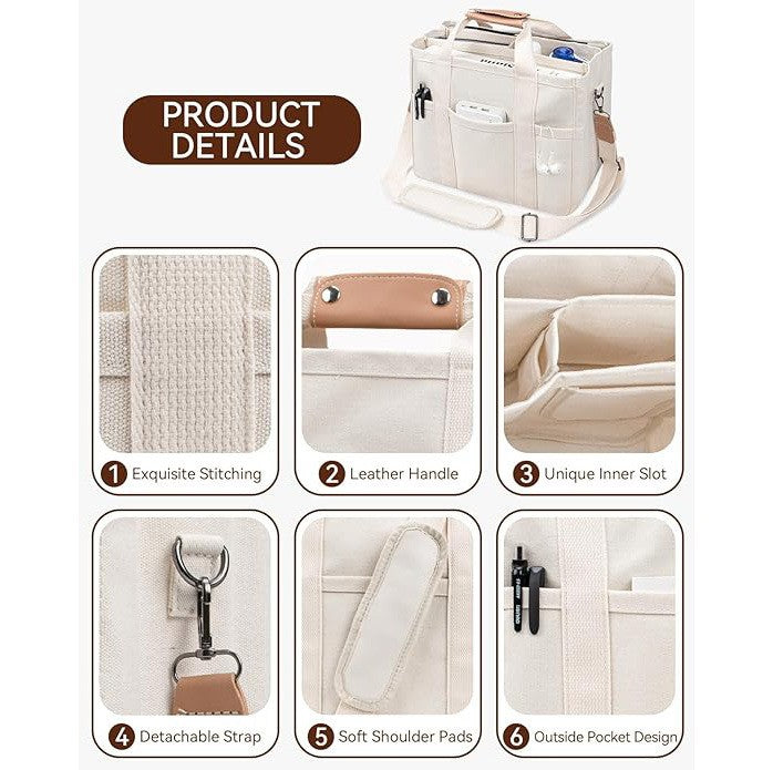 Multi Pocket Women's Canvas Handbag Large Capacity Casual Tote Bag Shopper Shoulder Bag For Female Mummy Bag