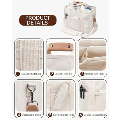 Multi Pocket Women's Canvas Handbag Large Capacity Casual Tote Bag Shopper Shoulder Bag For Female Mummy Bag