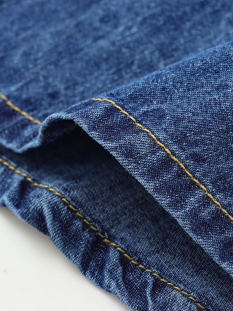 DiYiG  WOMAN 2024 Autumn and Winter New Fashion Lazy Style Denim Shirt Chic Doll Collar Button Versatile Top Blouses Mujer