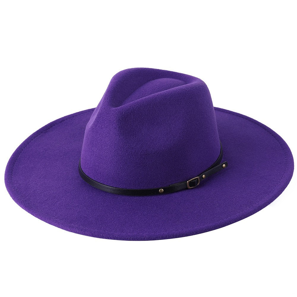 Wool Warm Wide Brim Fedora Hats Women Solid Color Top Jazz Felt Hat For Men Panama Gamble Yellow Hats