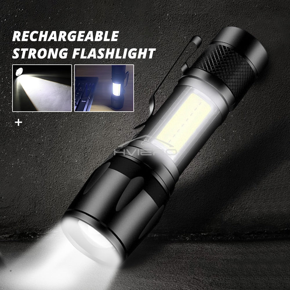 Flashlight Battery Charge Mini Led 3W Focus Adjustable Side Lamp Convenient Waterproof T6 Light Ultra Bright For Camping Hiking