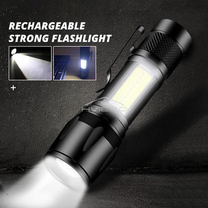 Flashlight Battery Charge Mini Led 3W Focus Adjustable Side Lamp Convenient Waterproof T6 Light Ultra Bright For Camping Hiking
