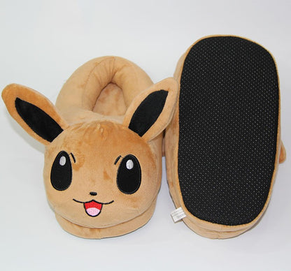 Novos Chinelos de Pelúcia Quentinhos de Inverno Anime Pokémon Pikachu Eevee Umbreon Simpson Kawaii Para Adultos e Crianças Sapatos de Casa Internos