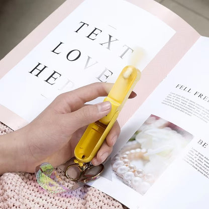 XIAOTREE Cute Mini Fan Kipas Portable Hand Fold Bedside Office USB Charge Battery Table Desk Cooling Folding Handheld Fan