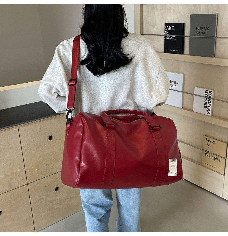 PU Travel Duffel Bag Waterproof Luggage Handbag with Shoes Pocket Weekender Overnight Daypack Dry Wet Sports Shoulder Tote Pack