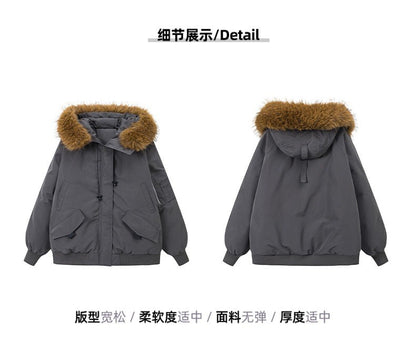Winter Solid Long Sleeve Hooded Down Cotton Coat Tops Korean Women's Single Breasted Zipper Hooded Cardigan Short Jacket Thick