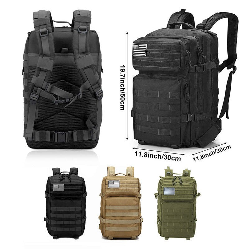 Mochila Tática Masculina 50L Viagem Grande Capacidade Masculina Impermeável Esportes ao Ar Livre Bolsas Multifuncionais