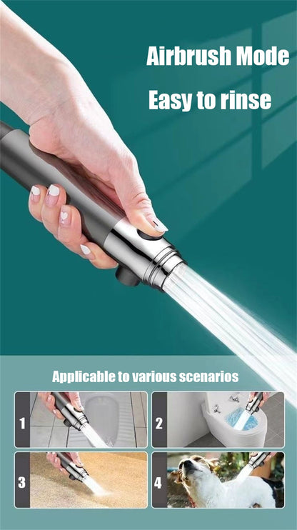 Chuveiro de Mão com 4 Modos de Massagem, Escova, Filtros de Algodão, Parada de Água com Um Clique, Economia de Água e Alta Pressão para Banheiro