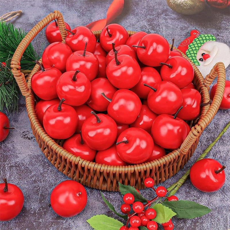 10/20/30Pcs Mini Artificial Plastic Red Apples Fake Fruit Models for Home Kitchen Party Christmas Ornaments Photography props