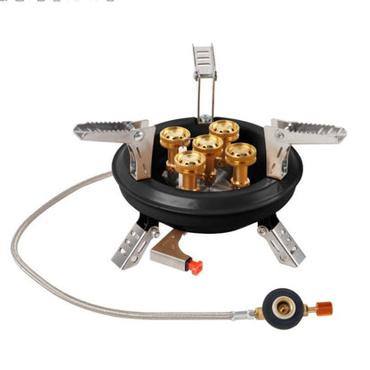 BRS-201A Five-core Fire Stove, Cassette Butane Liquefaction Portable High-power Gas Stove with Electronic Igniter Split Cooktops
