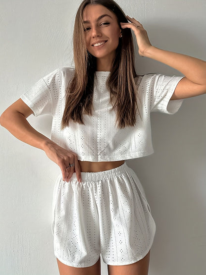 Solid Casual Pajamas For Women Two Pieces Sleepwear Women's Pajama Shorts Loungewear Sets Nightwear Female Home Suit Clothes