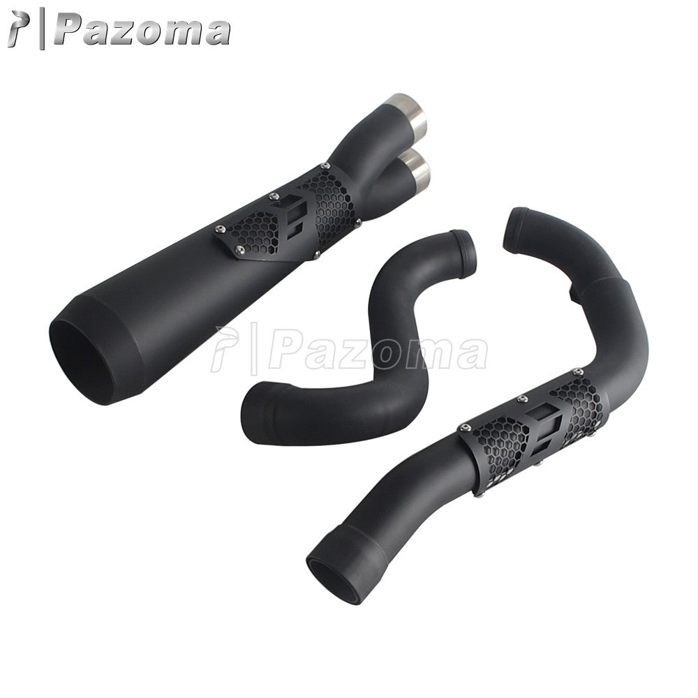 Pazoma 2-in-1 Exhaust Muffler Motorcycle Stepped Exhausts System For Harley Dyna Low Rider Street Fat Bob Super Wide Glide 06-17