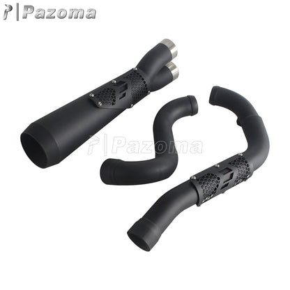 Pazoma 2-in-1 Exhaust Muffler Motorcycle Stepped Exhausts System For Harley Dyna Low Rider Street Fat Bob Super Wide Glide 06-17