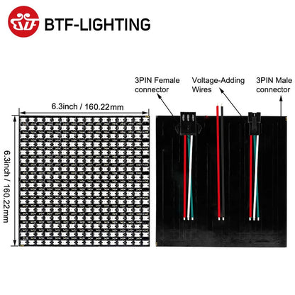 WS2812B RGB LED Panel Screen 8x8 16x16 8x32 256 Pixels Digital Flexible Programmed Individually Addressable Full Color DC5V