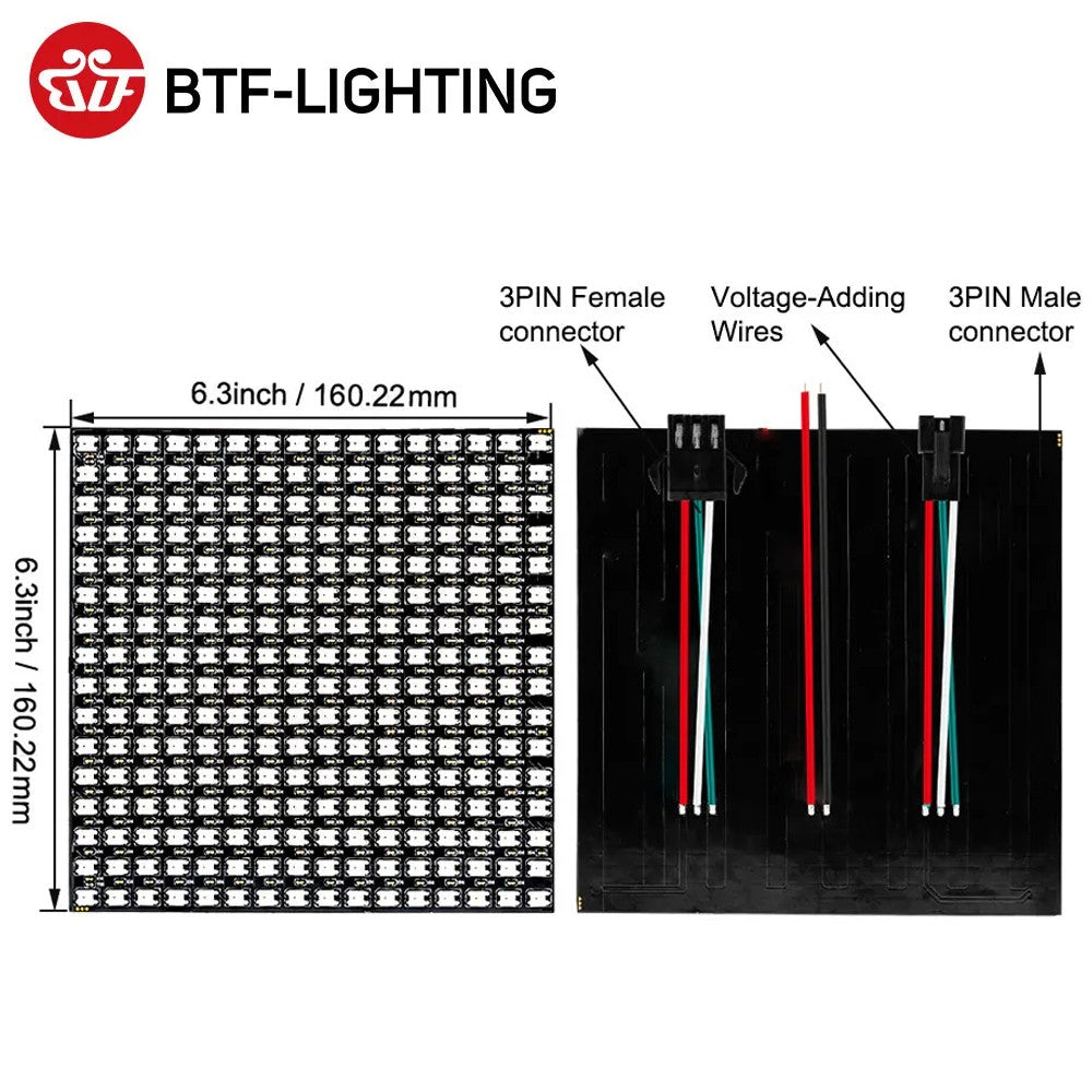 WS2812B RGB LED Panel Screen 8x8 16x16 8x32 256 Pixels Digital Flexible Programmed Individually Addressable Full Color DC5V