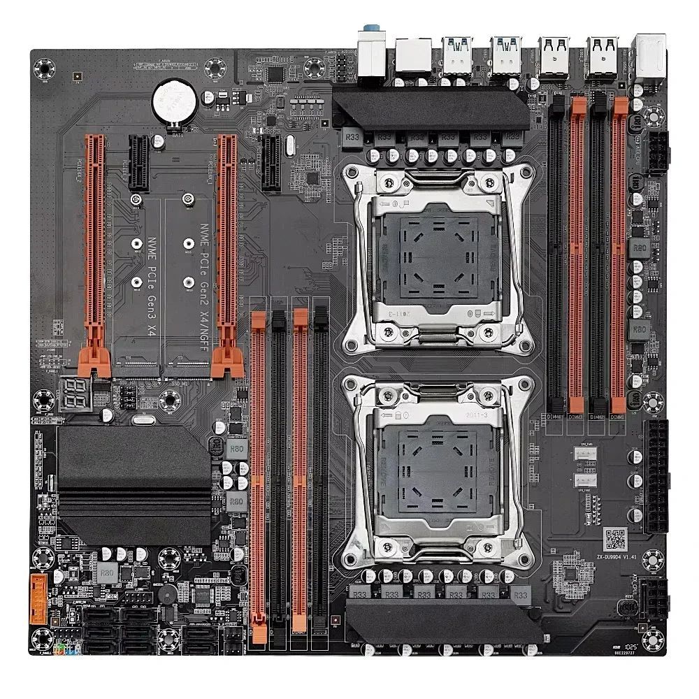 SOYO X99 Dual CPU Gaming Motherboard Kit lntel Xeon E5 2680 V4*2&DDR4 16GB (2*8GB) LGA2011-3 M.2 NVME for Desktop Computer Host