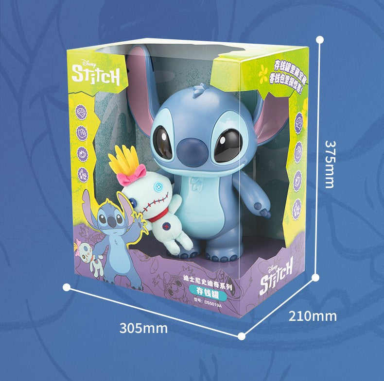 Cofre de moedas de porquinho do Stitch, da Disney, original, 32 cm, brinquedo moderno, anime, desenho animado, kawaii, fofo, elétrico, decorativo, presente para crianças