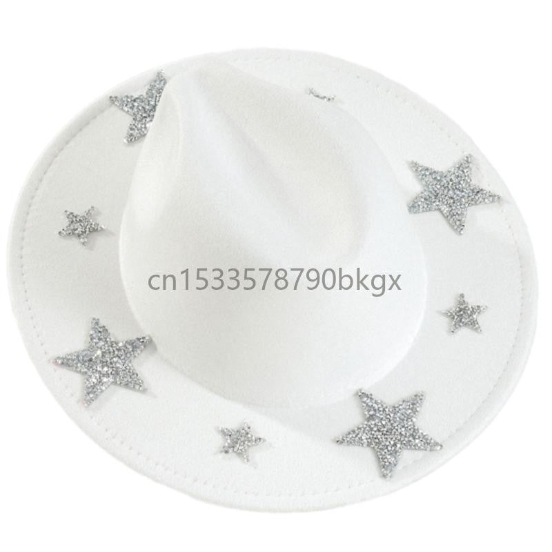 Elegant Western Hat Shimmering Rhinestones Star Sunproof Hat For Women Men Wear J78E