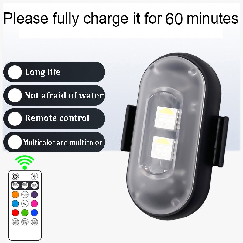 4 luzes estroboscópicas de LED coloridas sem fio com controle remoto, luzes de LED com carregamento USB, 8 cores, luzes de advertência anticolisão