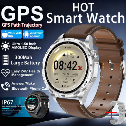 2026 Novo Smart Watch Masculino Relógio 6 AMOLED HD Tela Multi-Esporte Chamada Bluetooth GPS Trajetória Frequência Cardíaca Oxigênio no Sangue SmartWatches
