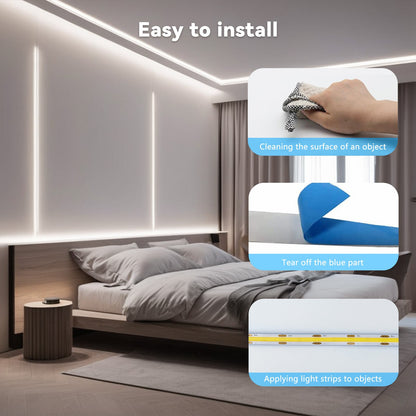 5V USB COB LED Light Strip Linear Touch Dimmable Flexible Diode Tape Home Christmas Lights TV Mirror Backlight Room Decoration
