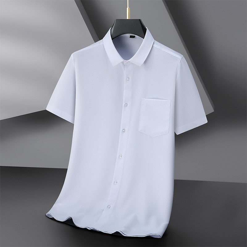 Men Shirt Short Sleeve Summer Waterproof Oil Proof Antifouling Oversize 6XL 7XL 8XL 10XL Plus Size Formal Casual High Quality