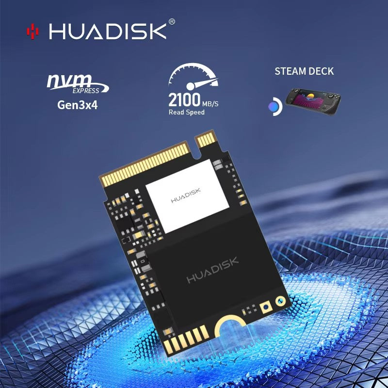 SSD NVMe HUADISK M.2 2230 256GB 512GB 1TB PCIe3.0, para Steam Deck Microsoft Surface ProX/Pro7 ROG ALLY, substituição de SSD