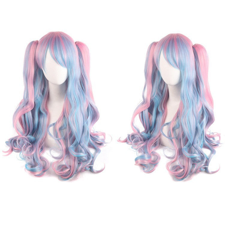 Cosplay Anime Wig Lolita Cute Lolita Double Ponytail Long Curled Hair Fake Hair Synthetic fiber wig