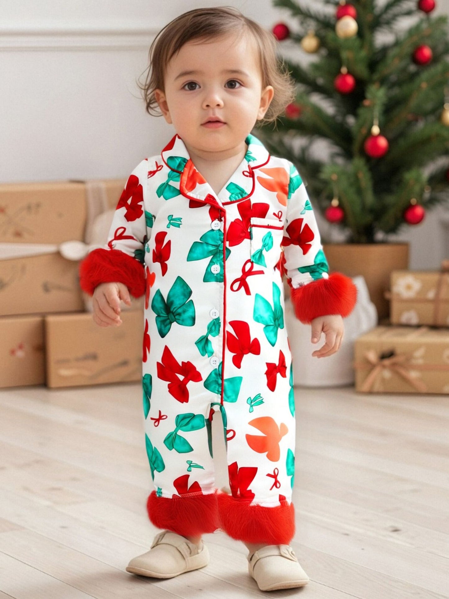 Citgeett Autumn Infant Baby Girls Jumpsuit Long Sleeve Bow Print Button Patchwork Casual Romper Fall Clothes