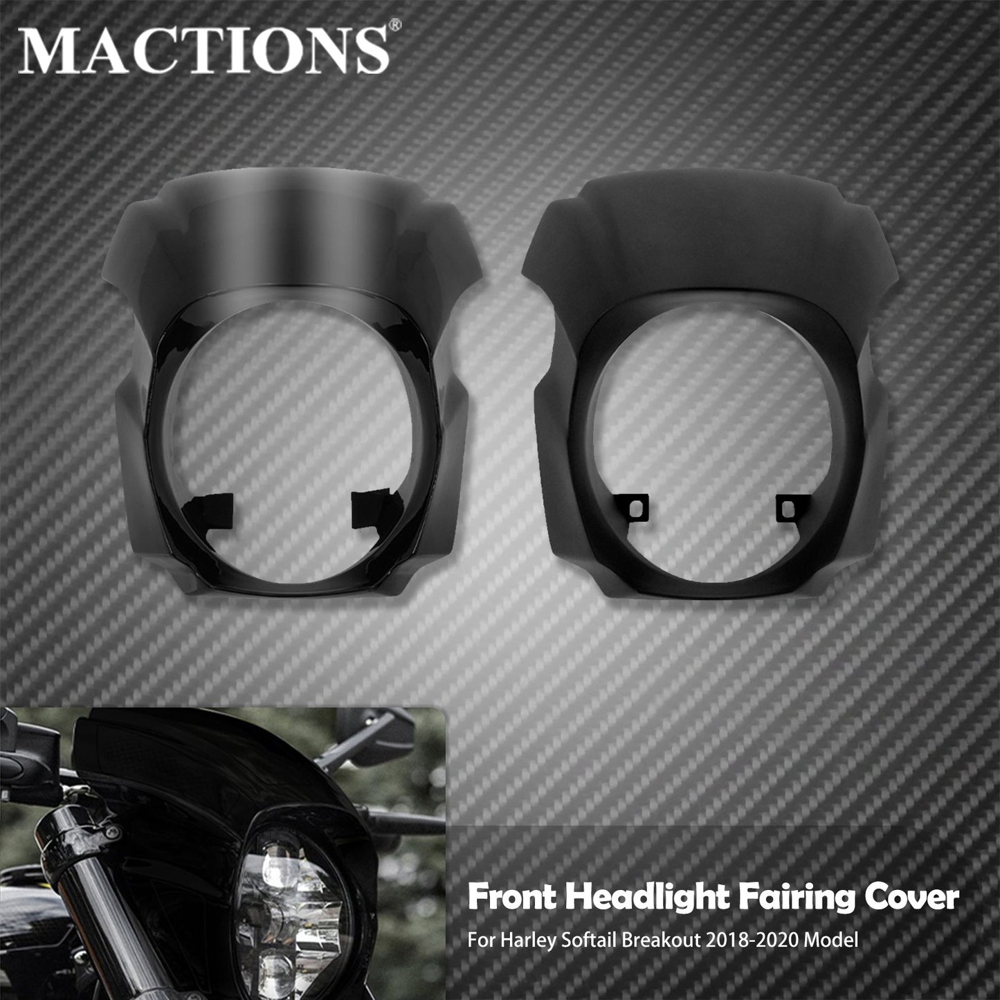 Capa Carenagem Farol Dianteiro Brilho Preto/Preto Fosco Para Harley Softail Breakout FXBRS FXBR Modelos 2018-2022 2023