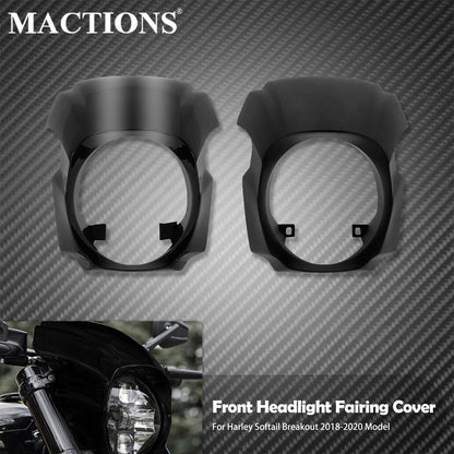 Capa Carenagem Farol Dianteiro Brilho Preto/Preto Fosco Para Harley Softail Breakout FXBRS FXBR Modelos 2018-2022 2023