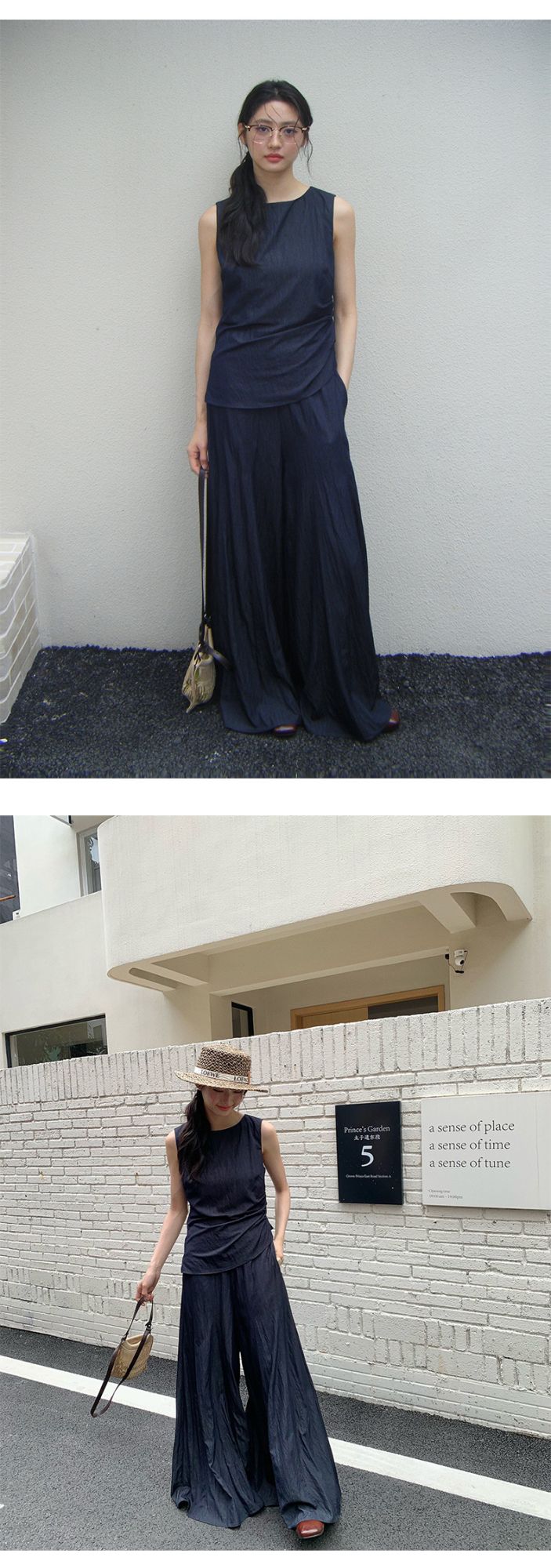 Neihe Summer Fashion Casual Wide Leg Denim Skirt Pants High-End Sensation Women's Long Pants Nine Points Seven Points Five Point