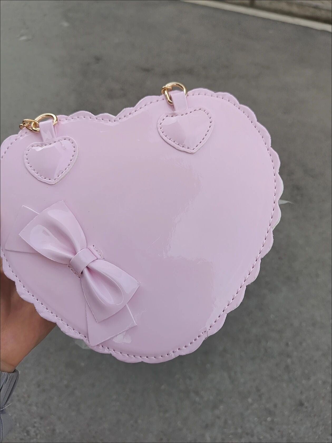 PU Heart Lolita Handbags Girls Bowknots Decor Japanese Shoulder Bags Two Sized Kawaii Shell Purses Cute Pink Messenger Bag Gifts