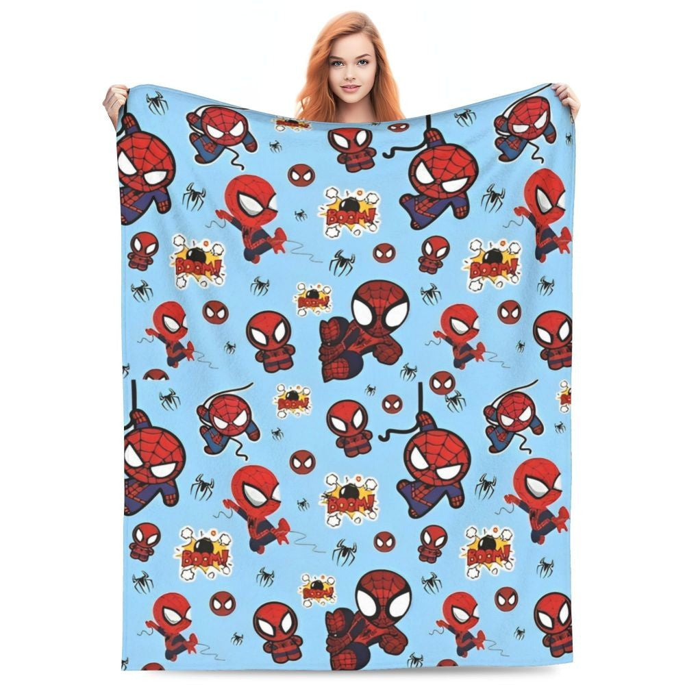 Cobertor de flanela engraçado e quente de desenho animado anime do Homem-Aranha, lindo e legal, para decoração de cama e lounge