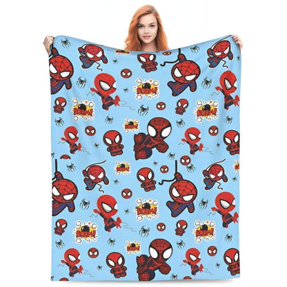 Cobertor de flanela engraçado e quente de desenho animado anime do Homem-Aranha, lindo e legal, para decoração de cama e lounge