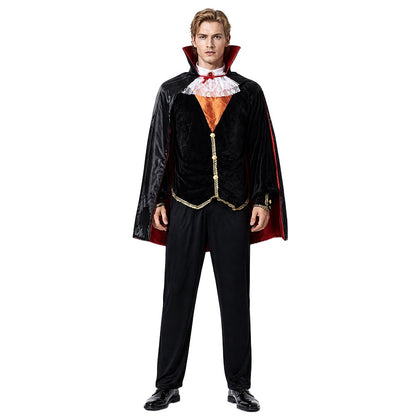 Adult Gothic Vampire Costume Set, Vampire Witch Role-Playing Outfit with Cape for Halloween Family Parties and Costumes
