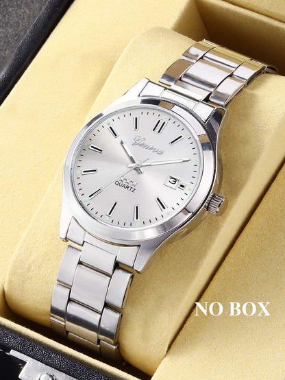 Ladies Quartz Watch Steel Band Design with Calendar Feature Daily Fashion Accessory Birthday Gift without Box