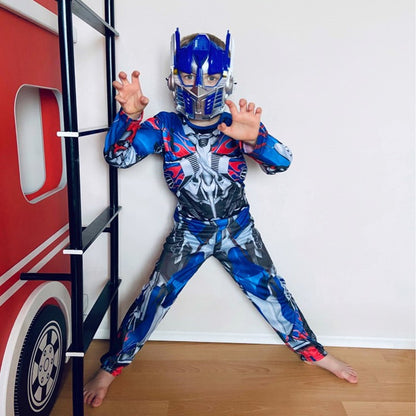 Optimus Prime Superhero Kids Movie Character Bumblebee Fantasy Muscle Costume Boys Girls Halloween Mask Jumpsuit