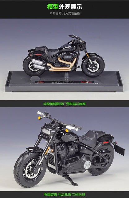Maisto 1:18 Harley-davidson 2022 Fat Bob 114 Mock-up Alloy Motorcycle Model With Base Finished Toys Gift Collection Accessories