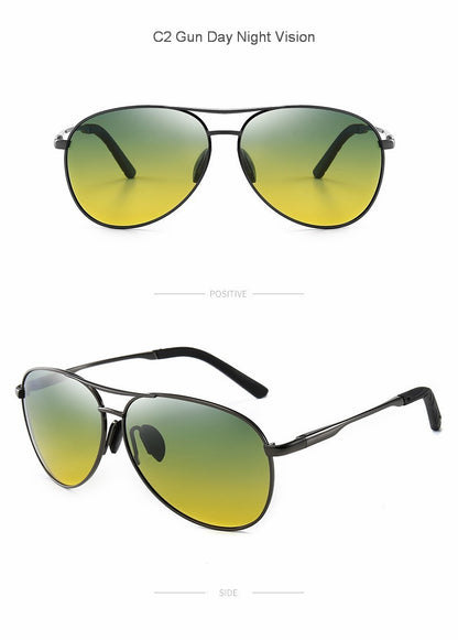 Óculos de Sol Polarizados Masculinos com Armação de Metal para Aviação Cores Variadas Óculos de Sol Masculino Piloto Visão Noturna e Diurna para Dirigir