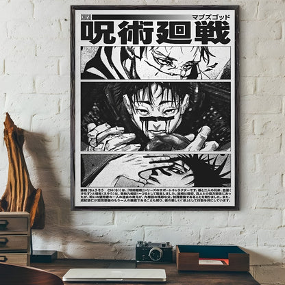 J-JujutsuES Japan Anime K-KaisenES Poster Sticky Wall Art Printing Waterproof Home Living Bed Room Bar Hallway Aesthetic Decor