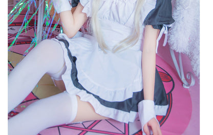 Cute Japanese Maid Outfit Sweet Lolita Cosplay Costume Black White Uniform Full Set Gothic Lace Party Halloween Stage Wear