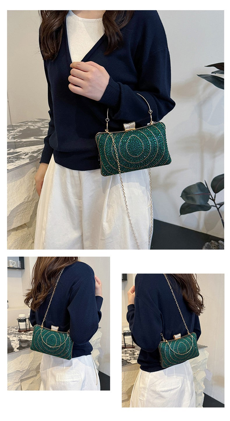 Luxury Women's Evening Bag Sparkling Rhinestone Handbag Fashion Chain Crossbody Bag Elegant Wedding Dress Party Banquet Clutch