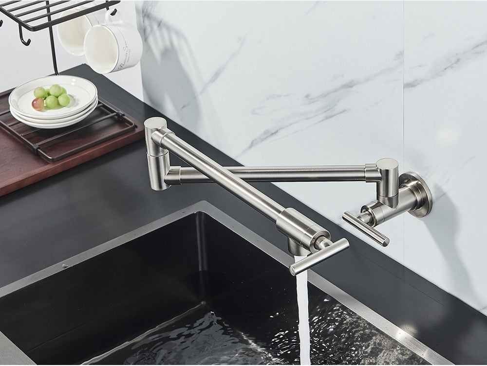 Brushed Gold Rotated Kitchen Sink Faucet Cold Water Tap Brass Basin Sink Swivel Faucets Wall Mounted Faucet