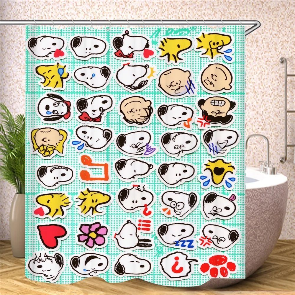 Snoopy Bathroom Decorations and Accessories Curtains for Shower Bath Curtain Sets Full Set Anime 120x180cm