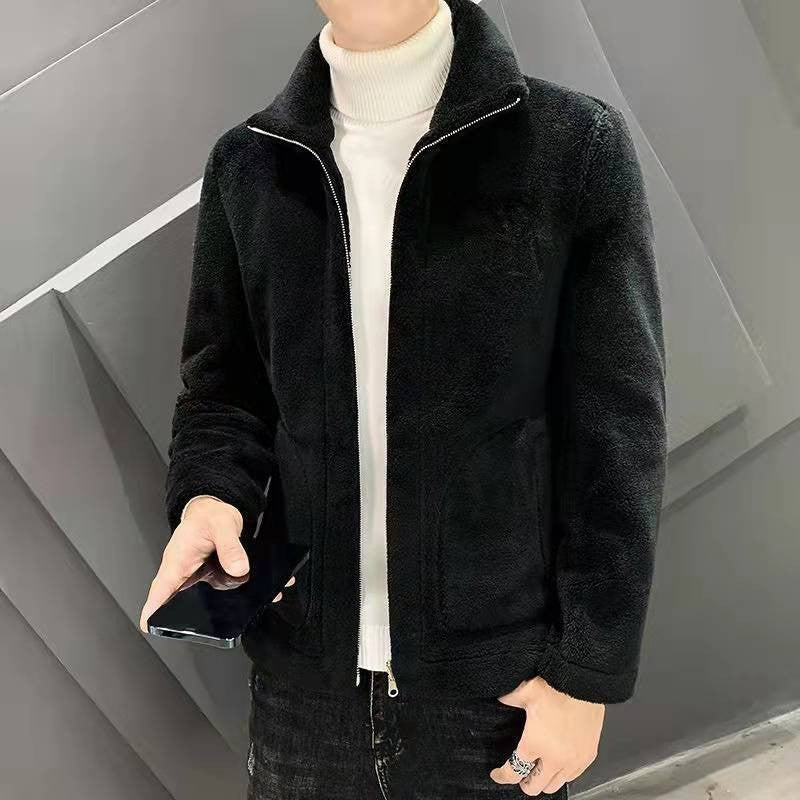 2025 Autumn/winter Korean Edition New Men's Lamb Wool Coat High Collar Thick Wool Men's Cotton Coat Trendy Coat Wholesale