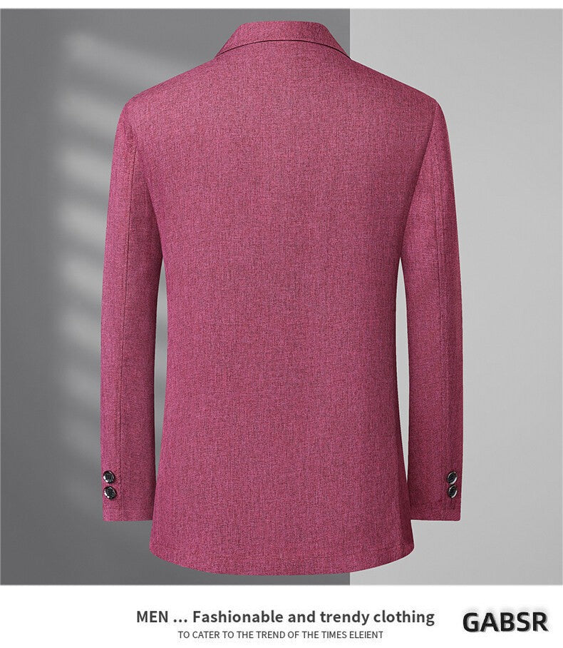 A fashionable and stylish men's sun-protective suit with a linen collar and two buttons, along with a sun-protective jacket