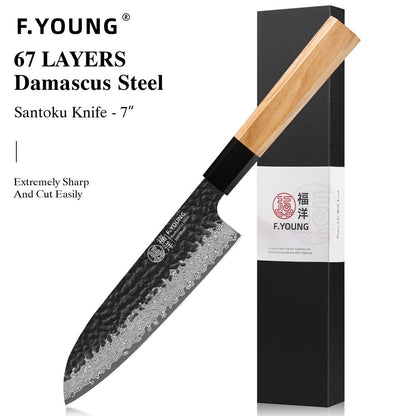 F.YOUNG Damascus Steel Kitchen Knives Japanese Hand Forged Chef Knife Vegetable Slicing Sashimi Utility Kitchen Cooking Tools