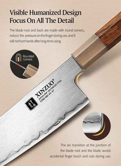 XINZUO 4PCS Kitchen Knives Set Japanese ZDP-189 Composite Steel 65-67 HRC Chef Knife Bread Nakiri Santoku Utility Cooking Tools